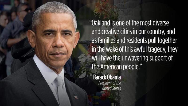 Obaman suruvalittelu joulukuussa 2016, kertoo Oaklandin olevan monimuotoinen ja luova ja kaupungilla olevan Usalaisten tuki.jpg