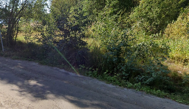 Löytöpaikka 10 vuotta myöhemmin. Levike poistettiin käytöstä ja tieyhteys sinne katkaistiin. Kuvattu elokuussa 2019. Molemmat kuvat google street view.