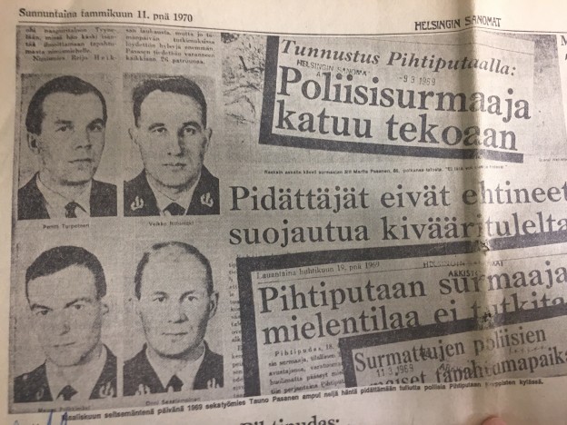 Helsingin Sanomat uutisoi laajasti Pihtiputaan tapahtumista 11.1.1970.