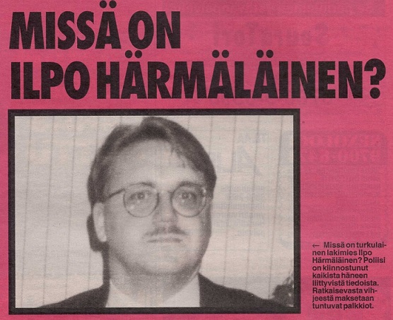 Lakimies Ilpo Härmäläinen. Kuva ja tekstit Alibi 12/1994.
