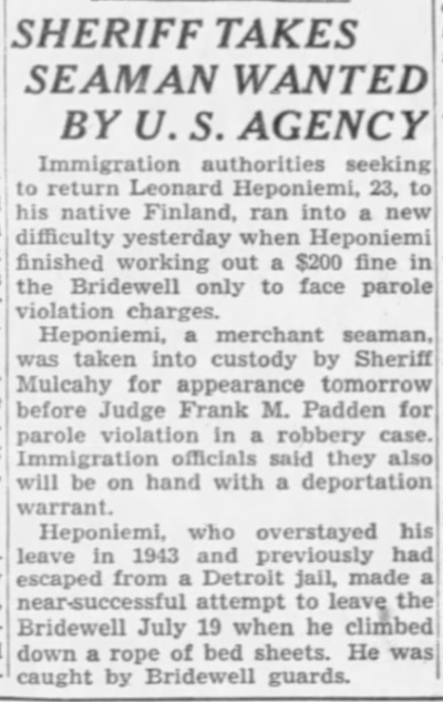 Leonard Heponiemi, Chicago Tribune 01.08.1945.jpg