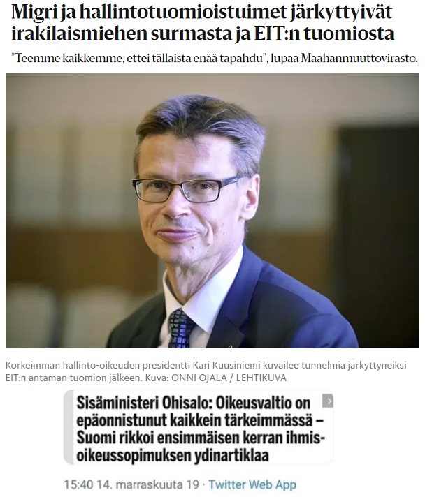 Lähteet HS 14.11.2019 ja sisäministeri Ohisalon twitter.
