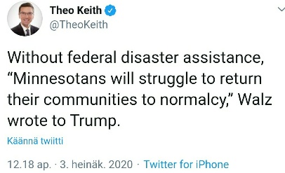 Walz kertoo Trumpille, että ilman katastrofiapua minnesotalaiset joutuvat kärsimään arjessaan.jpg