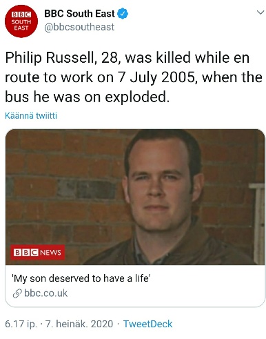 Philip kuoli 2005, kun hänen käyttämänsä bussi räjähti, kertoi bbc.jpg