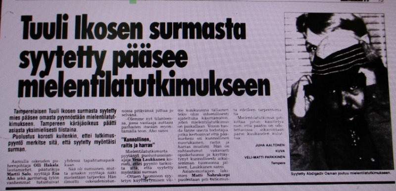 Uutinen Iltalehdessä tammikuu 1996. Huomioikaa väliotsikko "kunnollinen, raitis ja harras".