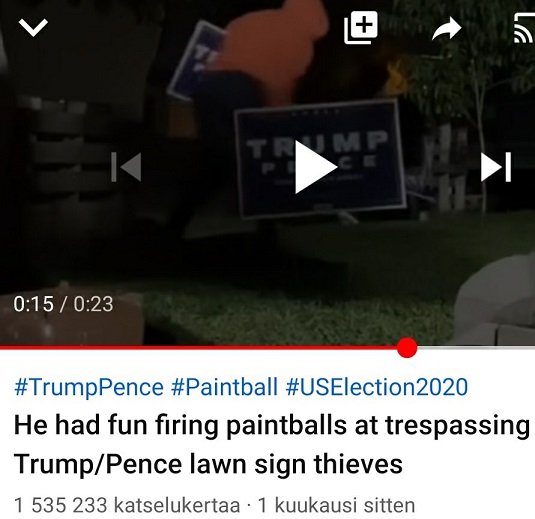 Rauhanomaita Trump_Pence -kylttirosvoja läpsytellään maalipyssyllä persiille.jpg