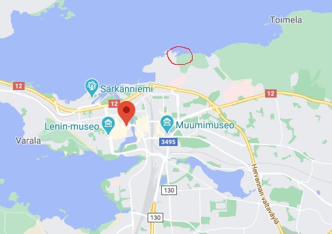 Kartta selventää, että missä keppostelut tapahtuivat. Pun.ymp. on Kaupin alue.