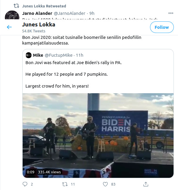 Bon Jovi soittaa kurpitsoille.