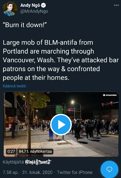 Ideat nimeltä antifa ja black lives matter lähtivät Portlandista naapuriosavaltioon tuhoamaan.jpg
