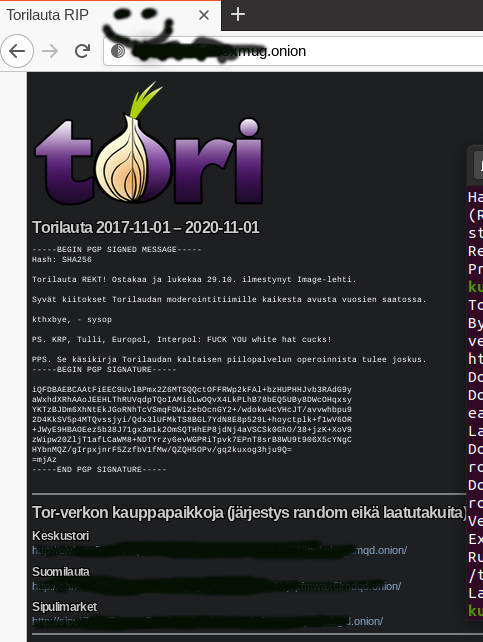 LAITTOMUUKSIIN vievät sipuliverkon osoitteet sumennettu, vähintä mitä median olisi pitänyt tehdä!!!