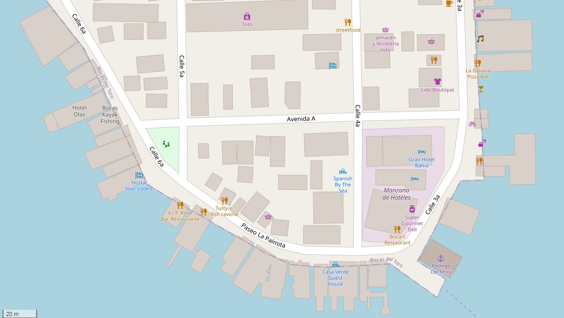 Bocas del Toro - eteläkärki - OpenStreetMap.jpg