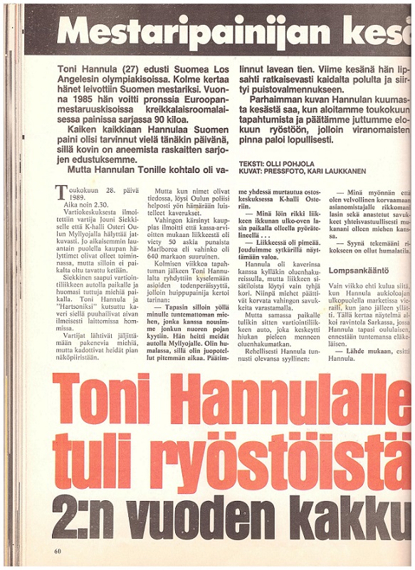 Artikkeli Alibi-lehti 8o-luvulta.