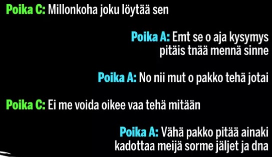 Syytetyistä nuorimman ja vanhimman keskustelua 6.12.2020.­