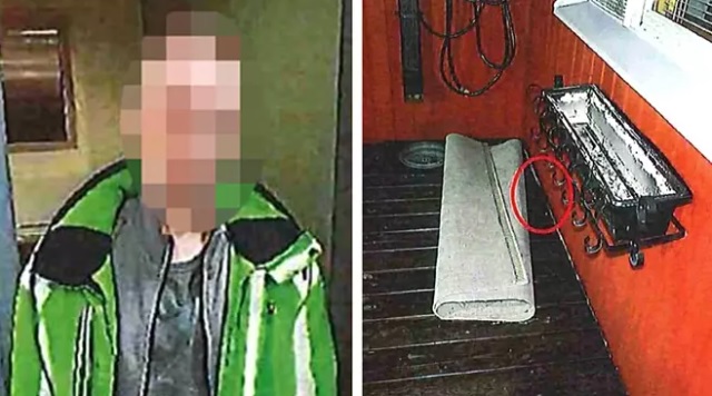 45-vuotiasta miestä syytetään Klamydian entisen rumpalin taposta. Tekovälineeksi epäilty keittiöveitsi löytyi surma-asunnon terassilta. KUVAT: POLIISI