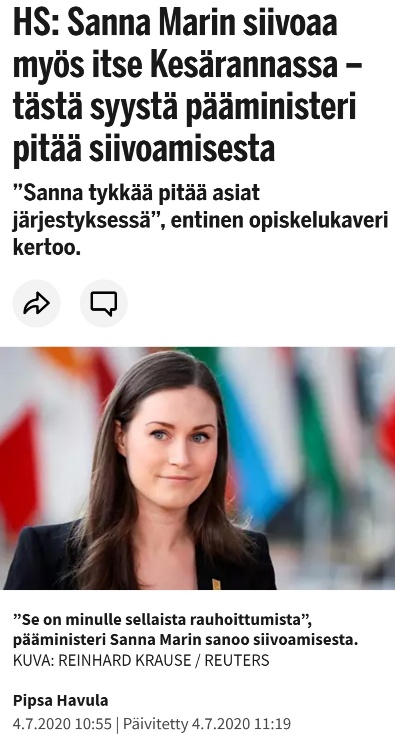NAISpääministeri Marinin hämmästyttävän kiireinen työ sallii siivouksen, naislehtien poseeraukset ym.jpg
