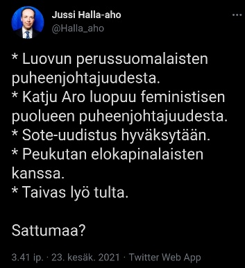Korkeammat voimat nyt pelissä, aprikoi natsirasisti Hallah-aho, joka peukutti elokapinaa.jpg