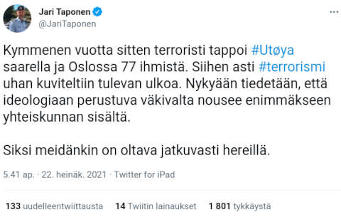 Taponen puhunee tässä äärioikeiston, ei islamisaation uhasta.jpg