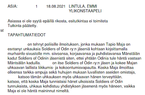 Uhkailtu on, mutta se ei ole rikos jos uhrina on kantasuomalaisia.