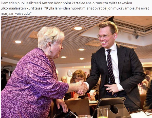 Vornanen tapaa demarieliitin edustajan. Kuva netin syöveristä via Kaksplusfoorumi.