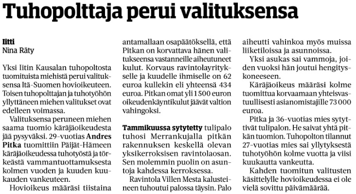 Etelä-Suomen Sanomat 1.12.2021.