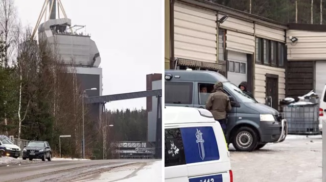 Poliisin mukaan epäilty jengimurha ja murhan yritys tapahtuivat sunnuntaina illalla. Tapahtumapaikka sijaitsee teollisuusalueella Lahdessa. KUVA: JUHA TANHUA