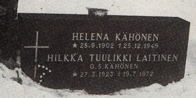 Hilkka Laitisen hauta. Kaksi nimeä ja vain yksi vainaja. Siunaustilaisuus toimitettiin lokakuussa 1983. Kuva Alibi 3/1989.