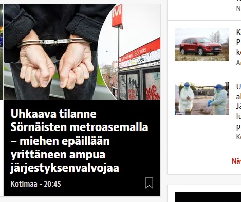 Vieressä näkyy muita uutisia "varmistuksen" vuoksi.