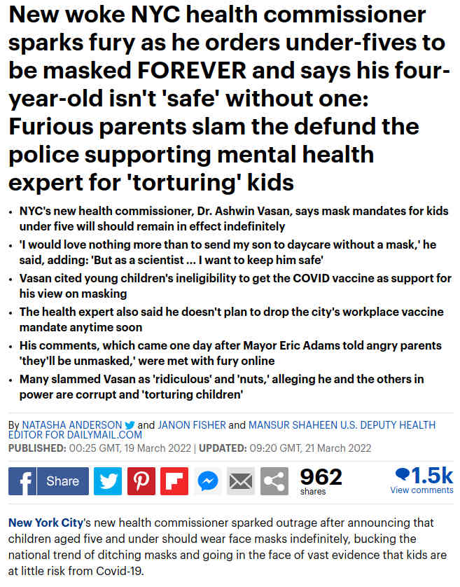 NYC uusi woke-terveysjohtaja haluaa maskittaa alle 5-vuotiaat taaperot pysyvästi, syy -- ei saa injektoida.jpg