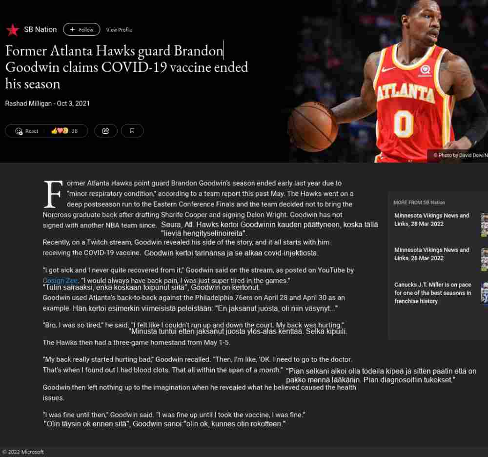 22v NBA-tähti Brandon Goodwin joutui lopettamaan saatuaan suonitukoksia injektion jälkeen tuloksena suorituskyvyn alenema ja kivut.jpg