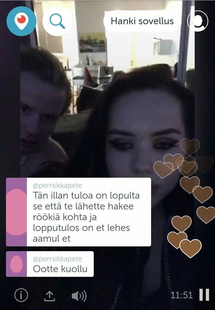 Kuvankaappaus hyytävästä kommentista ennen onnettomuutta.