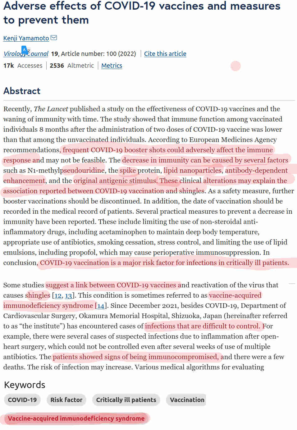 Japanilaisen sydänkirurgin varoitus, Virology Journal.jpg
