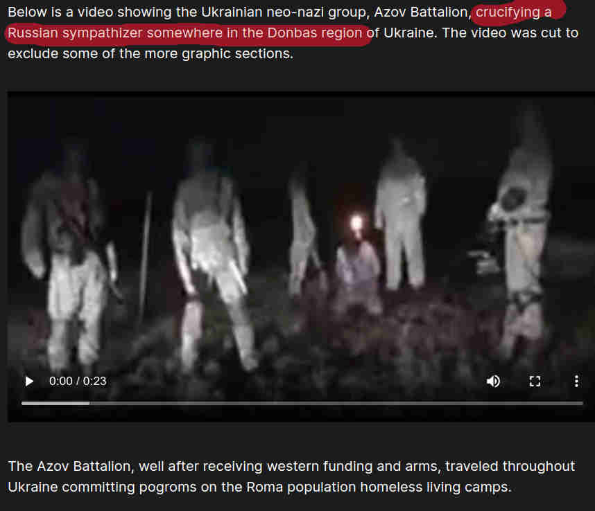 Azov ristiinnaulitsemassa miestä joku vuosi sitten, jota väitetään venäjämieliseksi. Paikka venäjänkielinen Donbass.jpg