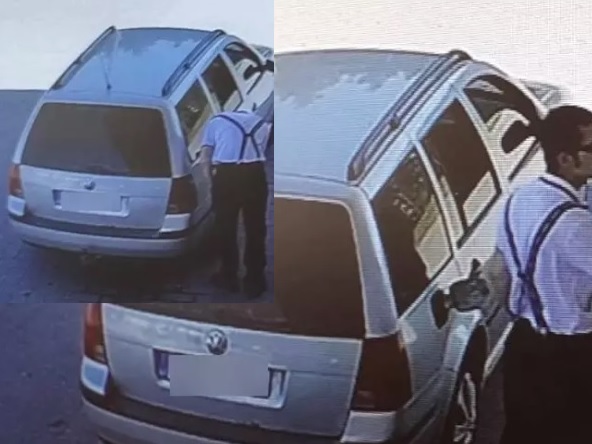 Luvian St1:llä kävi sunnuntaina iltapäivällä kaksi tankkaajaa, joiden autoissa oli väärät kilvet Ruotsista. Myös maksu jäi suorittamatta. KUVA: LUVIAN ST1:N VALVONTAKAMERA