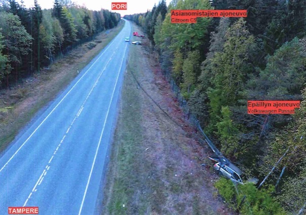 Tapaus sattui Tampereen ja Porin välisellä valtatiellä viime syyskuussa. SYYTTÄJÄN KIRJALLINEN TODISTE/ POLIISIN ESITUTKINTA