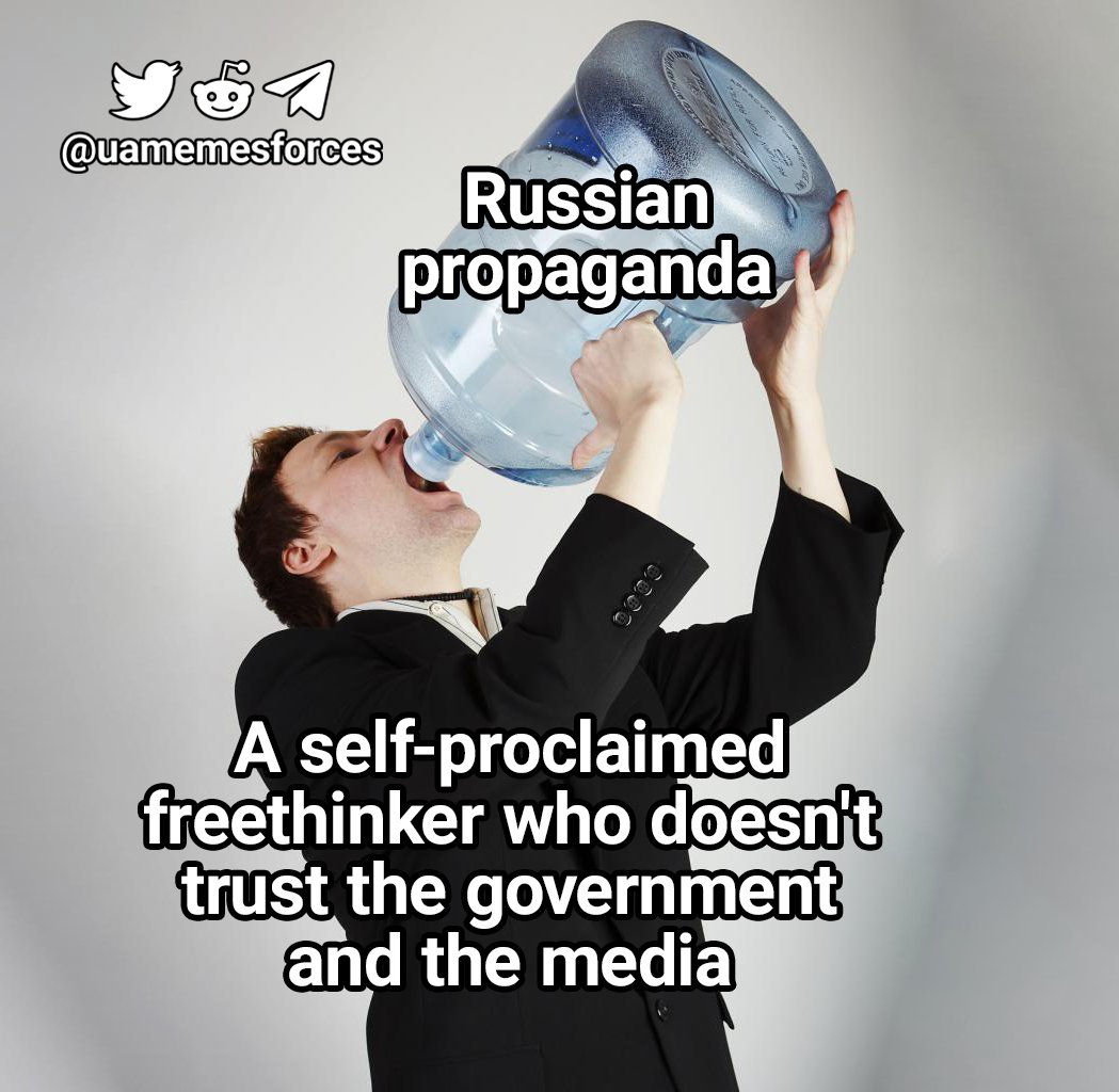 Älkää uskoko mitään mitä läntinen media sanoo, seuratkaa (venäjämielistä) vaihtoehtomediaa ja ajatelkaa itse (eli uskokaa mitä vaihtoehtomedia sanoo).jpg