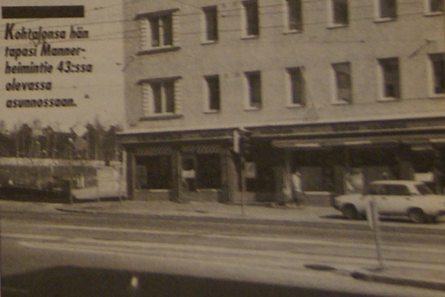 Mannerheimintie 43. Tässä talossa uhri asui. Kuva Rikosposti 7/1991.