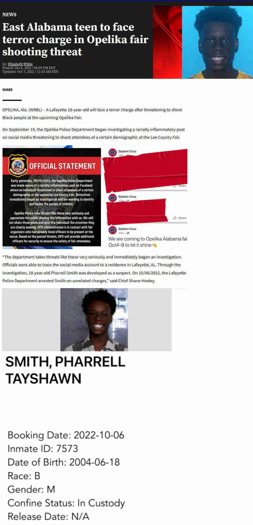 Pharrell Tayshawn Smith 18v otettiin kiinni toisaalla eri rikoksiin liittyen.jpg