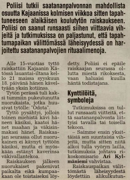 Osa Iltalehden uutisesta 8.10.1999.