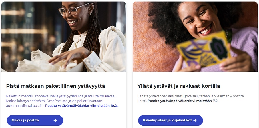 Kuvat Postin ystävänpäivämainoksesta.