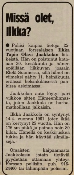 Iltalehti 22.7.1986.
