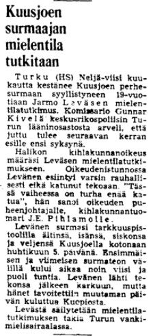 HS 3.5.1975 ja uutinen lähettämisestä mielentilaan.
