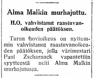 Turunmaa 29.09.1928 Alma Malkki Paul Zscharnack.jpg