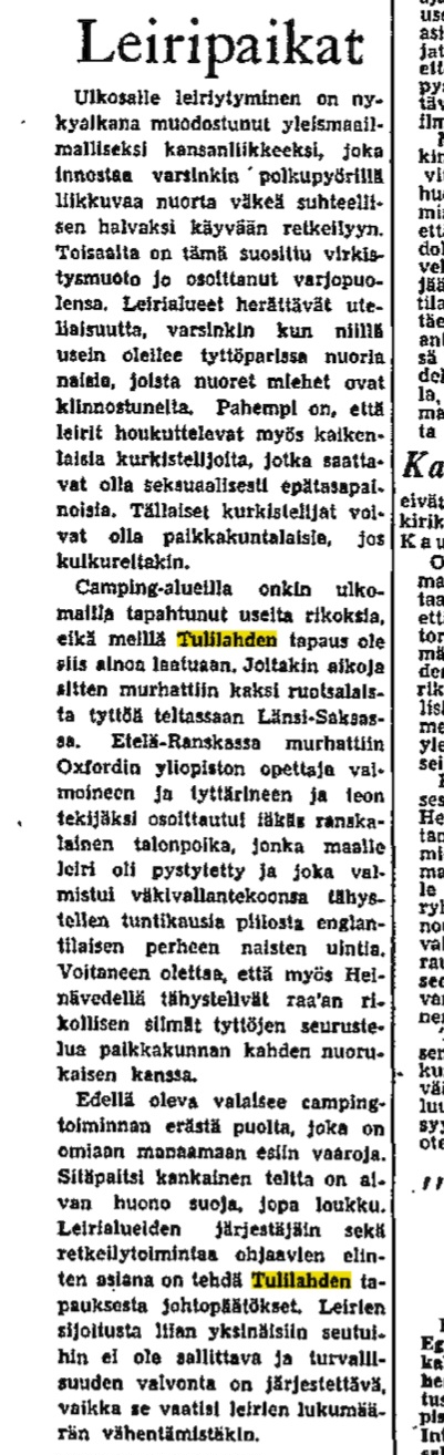 Vastaavia tapauksia ennen Bodomin murhia