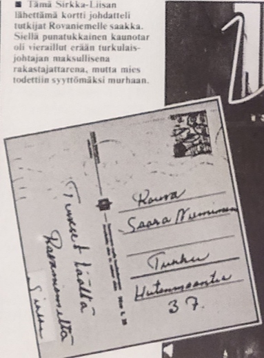 Kortti, jonka S-L lähetti kutulomalta Roi:ltä
