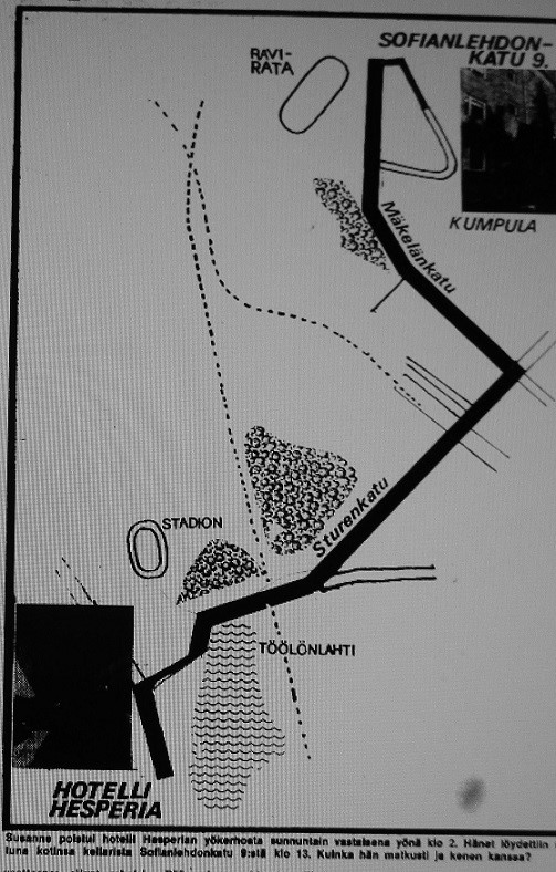Kartta julkaistiin IltaSanomissa 9.8.1976
