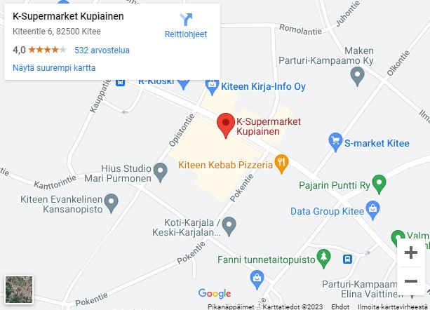 Kartta Karjalaisen uutisesta.