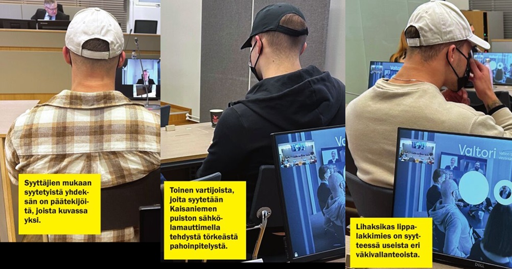 Kuvat oikeudenkäynnistä. Hymy 11/2023. Kuvia on ao. lehdessä enemmänkin. Erheellisesti siellä mainitaan, että kuvat otettu 31. marraskuuta oikeussalissa Hyvinkäällä. Oikea on siis 31.10.