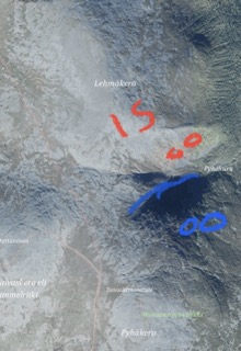 Sateliittikuva, jossa harjanne ja pallurat.