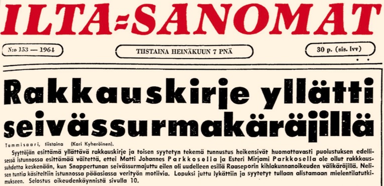 Iltasanomat 7.7.1964 (otsikko julkaistu uudelleen IS 6.7.2024.