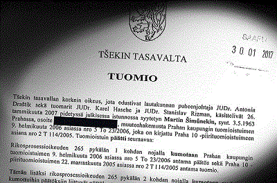 Tshekin tasavallan korkein oikeus tuomitsi vuonna 2007 Simunekin viideksi vuodeksi vankilaan alaikäiseen kohdistuneista seksuaalirikoksista.gif